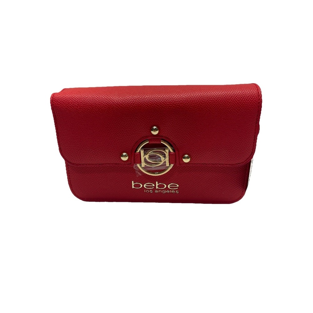 bebe Kira Crossbody Red‎ Chain Strap Logo Accent Gold Hardware 79.00 MSRP Small